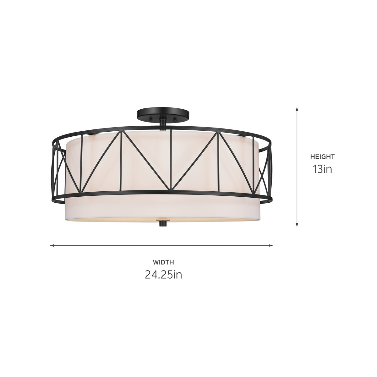 Kichler - 52076BK - Four Light Semi Flush Mount - Birkleigh - Black