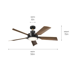 Kichler - 330057SBK - 56"Ceiling Fan - Guardian - Satin Black