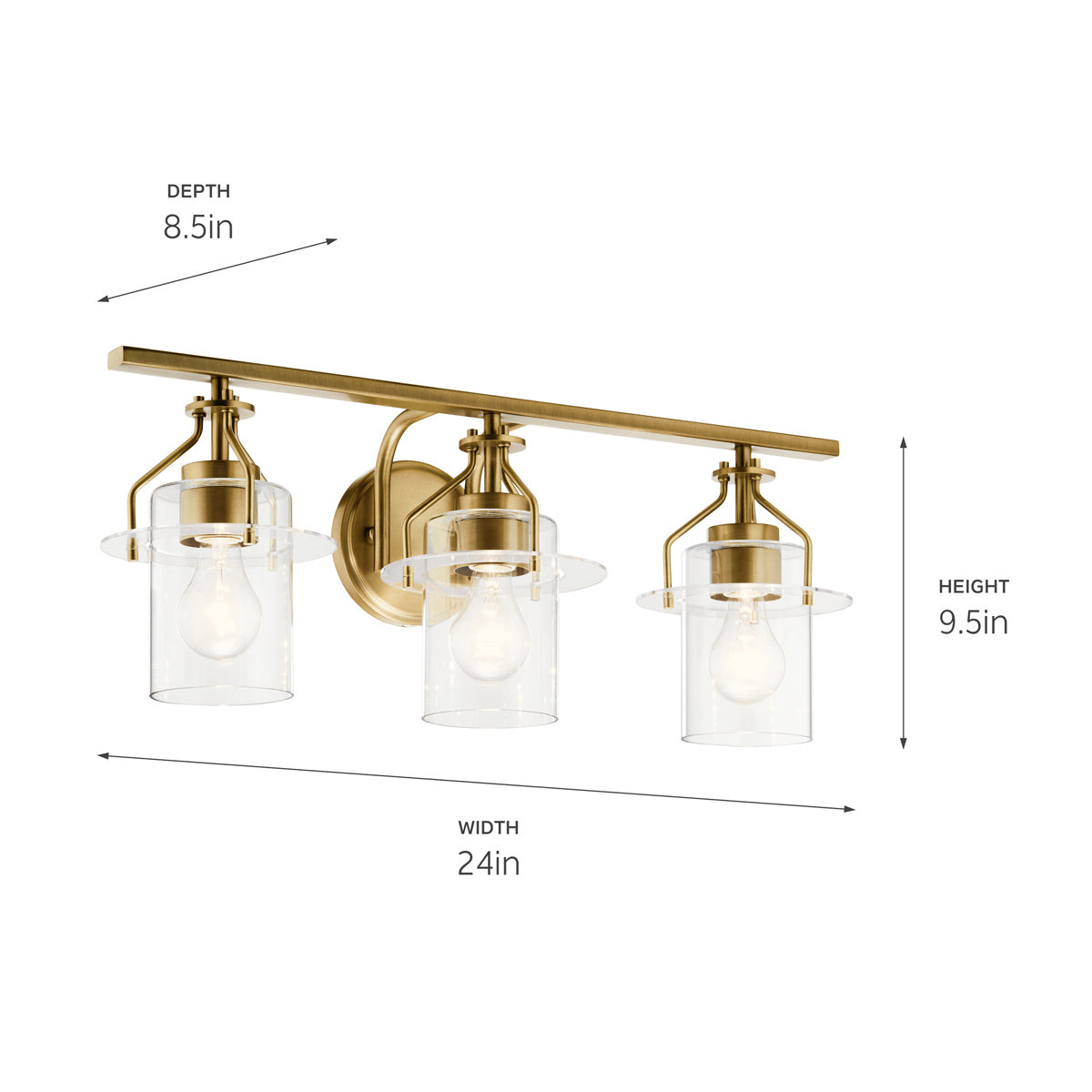 Kichler - 55079NBR - Three Light Bath - Everett - Brushed Brass