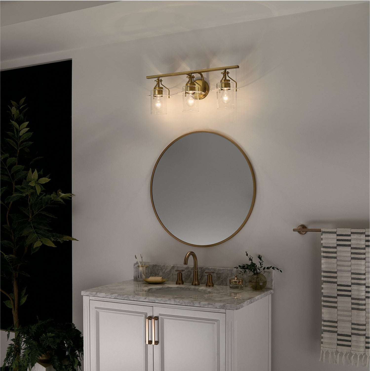 Kichler - 55079NBR - Three Light Bath - Everett - Brushed Brass