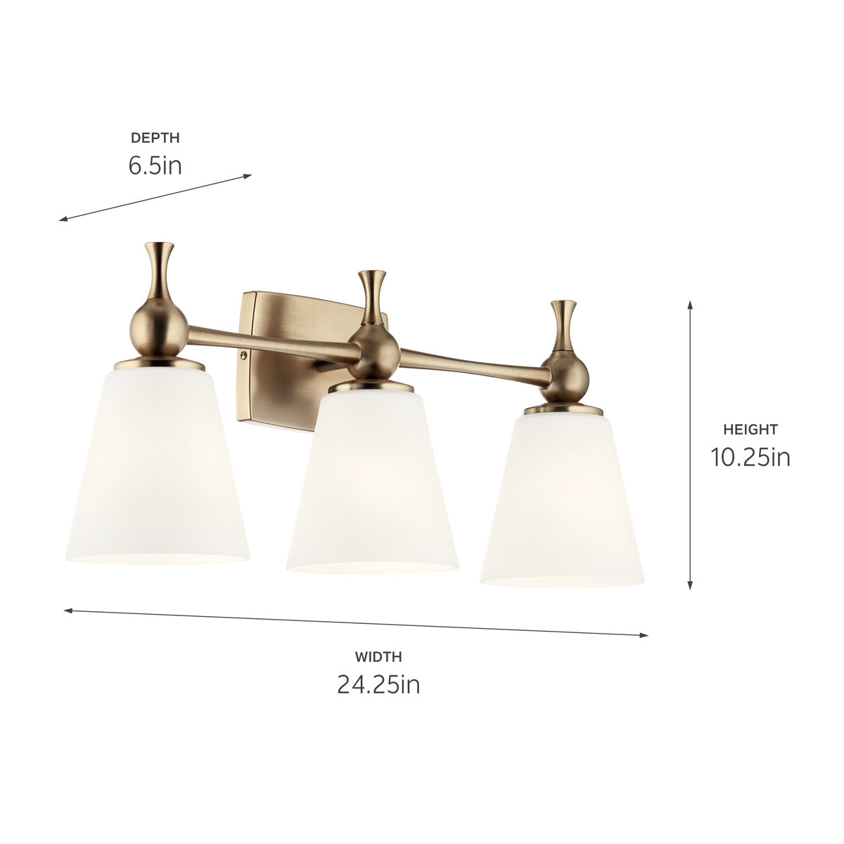 Kichler - 55092CPZ - Three Light Bath - Cosabella - Champagne Bronze