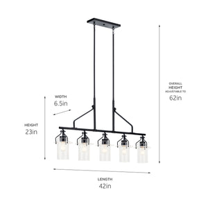 Kichler - 52379BK - Five Light Linear Chandelier - Everett - Black