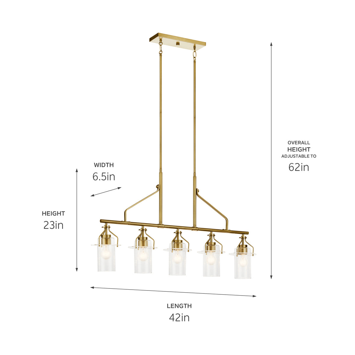 Kichler - 52379NBR - Five Light Linear Chandelier - Everett - Brushed Brass