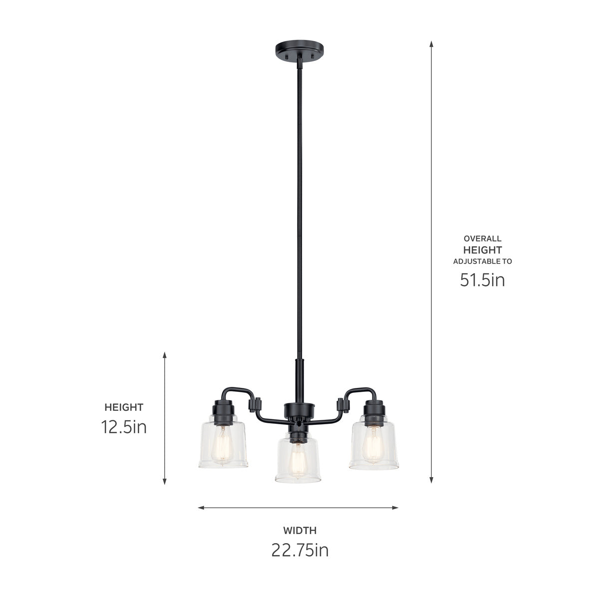 Kichler - 52397BK - Three Light Chandelier - Aivian - Black