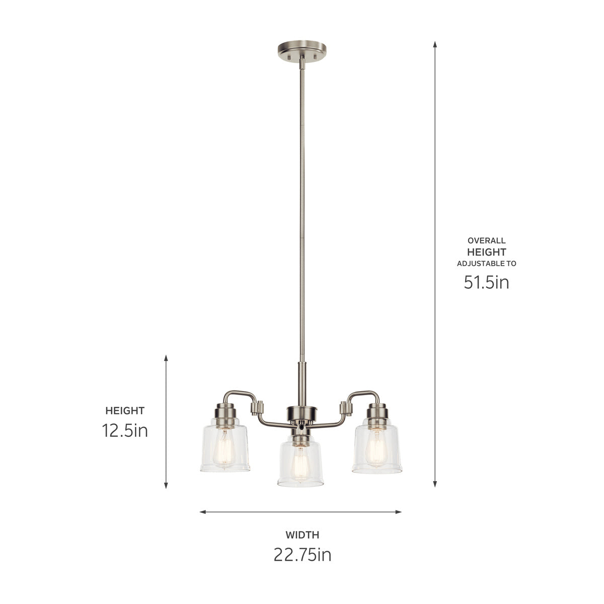 Kichler - 52397NI - Three Light Chandelier - Aivian - Nickel Textured