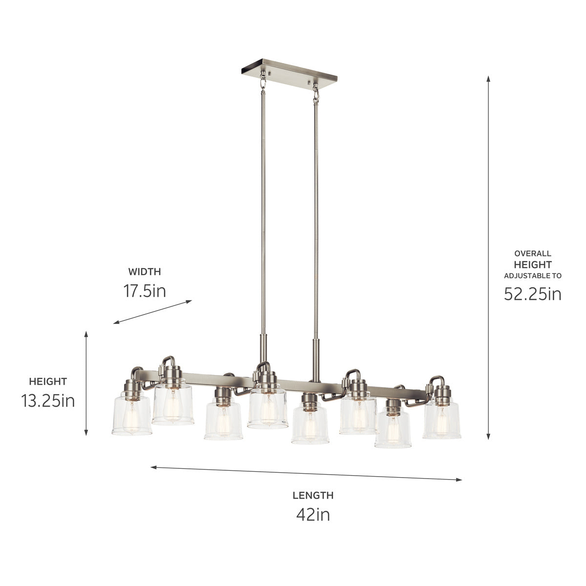 Kichler - 52400NI - Eight Light Linear Chandelier - Aivian - Nickel Textured