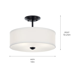 Kichler - 43675BK - Three Light Semi Flush Mount - Shailene - Black