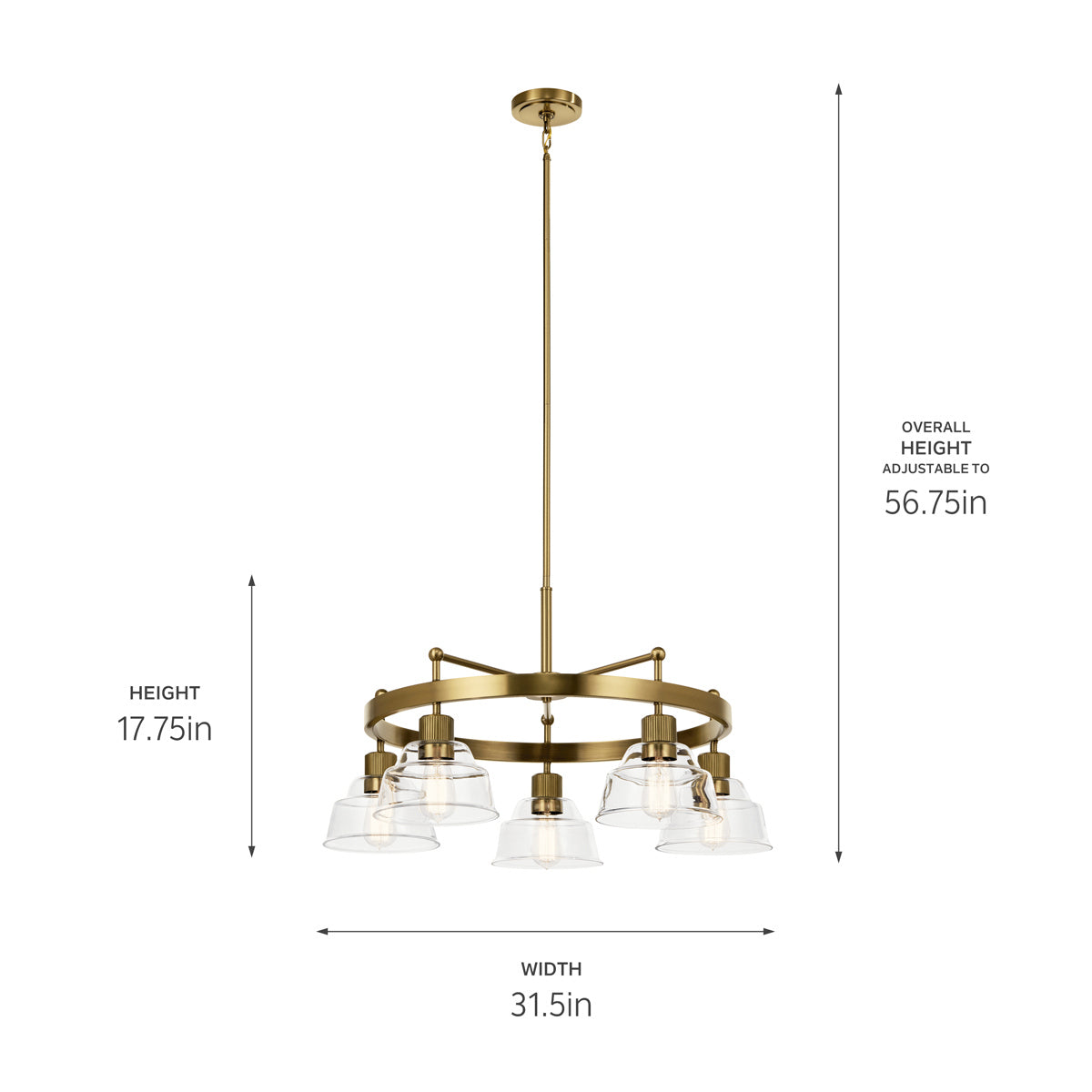 Kichler - 52403BNB - Five Light Chandelier - Eastmont - Brushed Brass