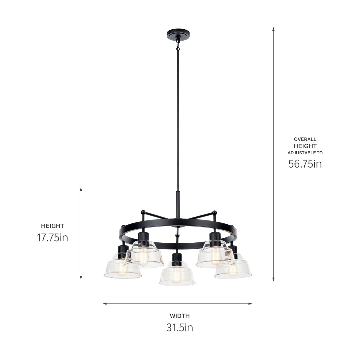 Kichler - 52403BK - Five Light Chandelier - Eastmont - Black