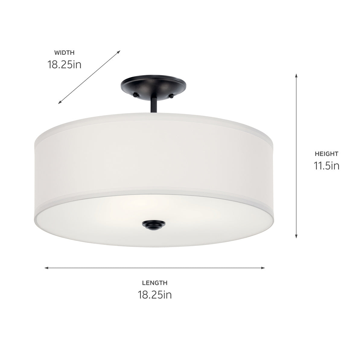 Kichler - 43692BK - Three Light Semi Flush Mount - Shailene - Black