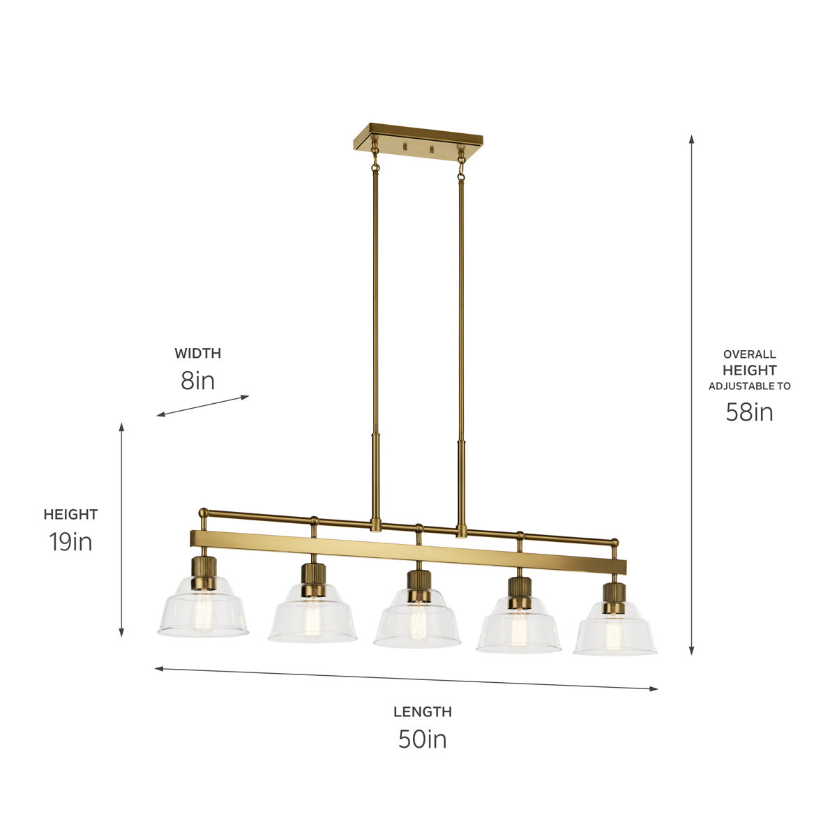 Kichler - 52404BNB - Five Light Linear Chandelier - Eastmont - Brushed Brass