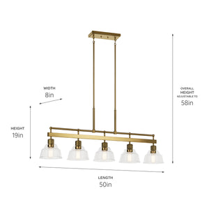 Kichler - 52404BNB - Five Light Linear Chandelier - Eastmont - Brushed Brass