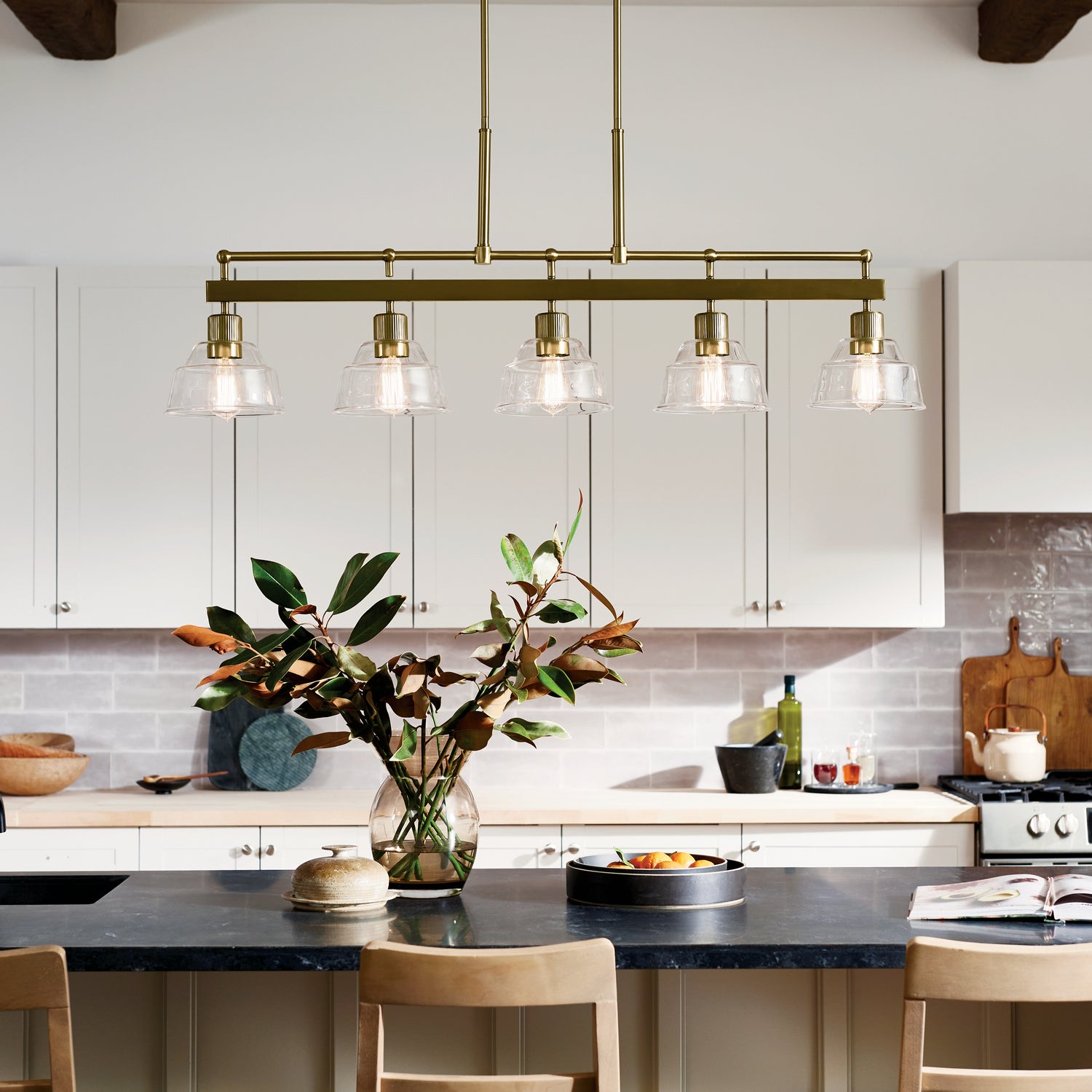 Kichler - 52404BNB - Five Light Linear Chandelier - Eastmont - Brushed Brass