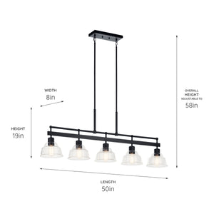 Kichler - 52404BK - Five Light Linear Chandelier - Eastmont - Black