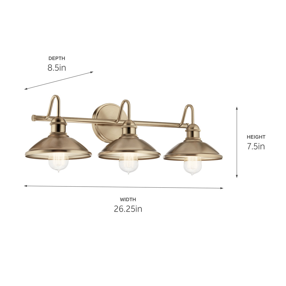 Kichler - 45945CPZ - Three Light Bath - Clyde - Champagne Bronze