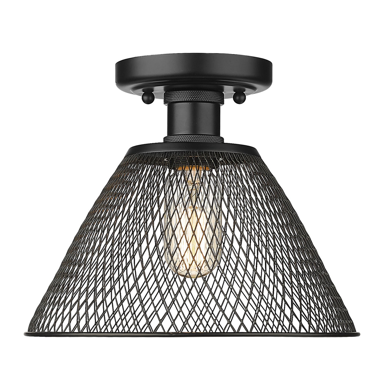 Golden - 0304-SF BLK - One Light Semi-Flush Mount - Carver BLK - Matte Black