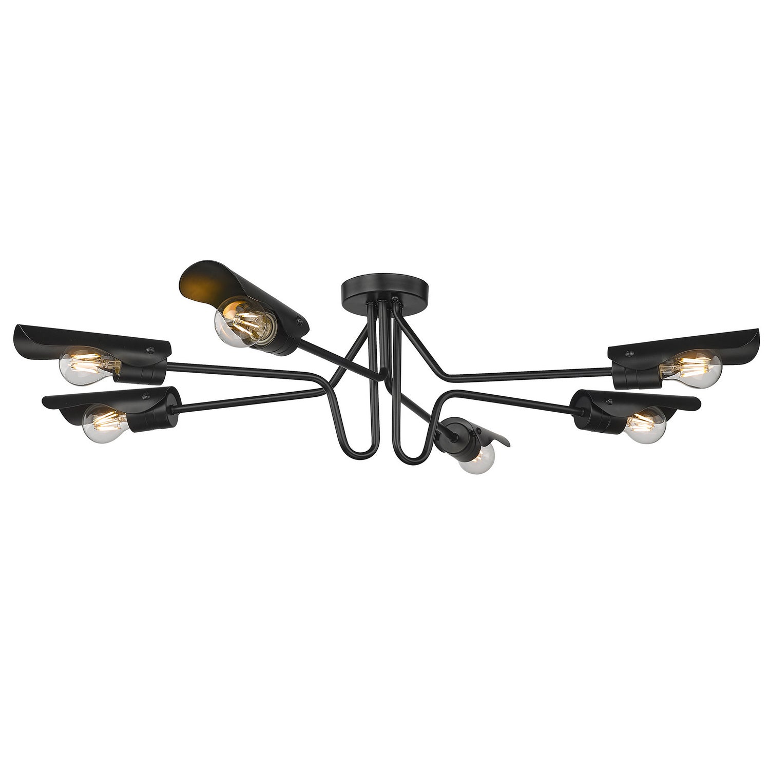 Golden - 1040-6SF BLK - Six Light Semi-Flush Mount - Newton - Matte Black