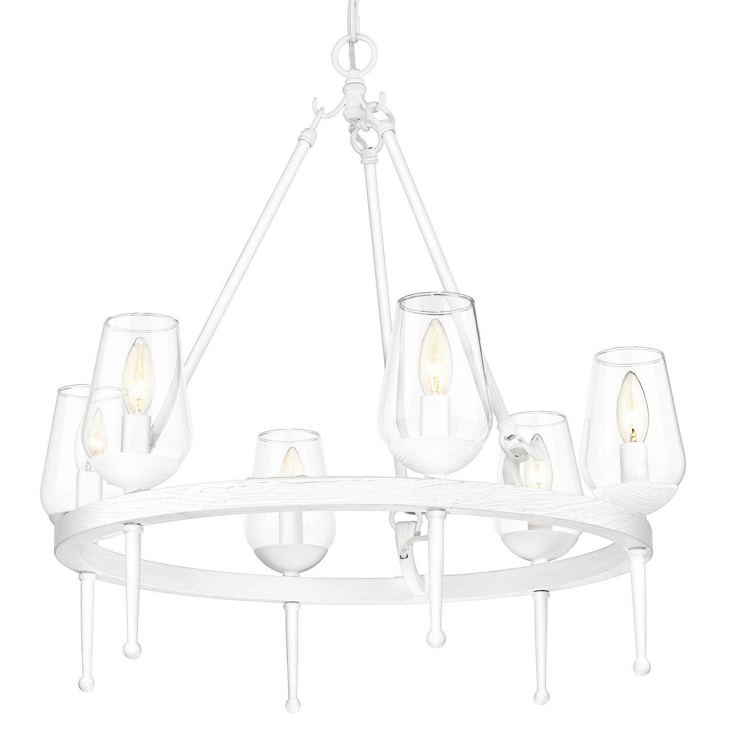 Golden - 1210-6 TWP - Six Light Chandelier - Regent - Textured White Plaster