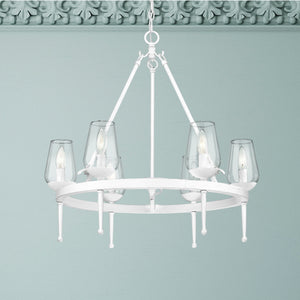 Golden - 1210-6 TWP - Six Light Chandelier - Regent - Textured White Plaster