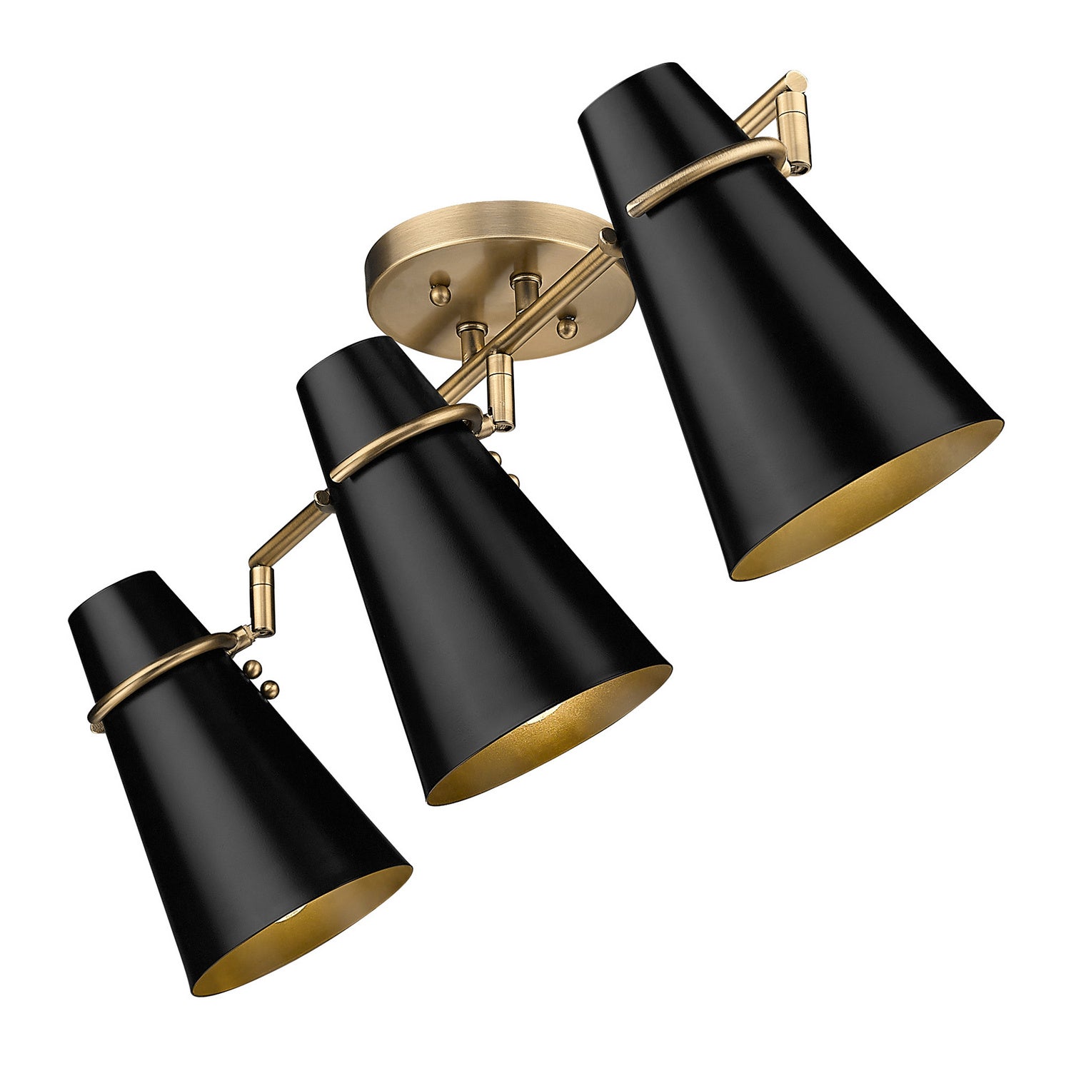 Golden - 2122-3SF MBS-BLK - Three Light Semi-Flush Mount - Reeva - Modern Brass