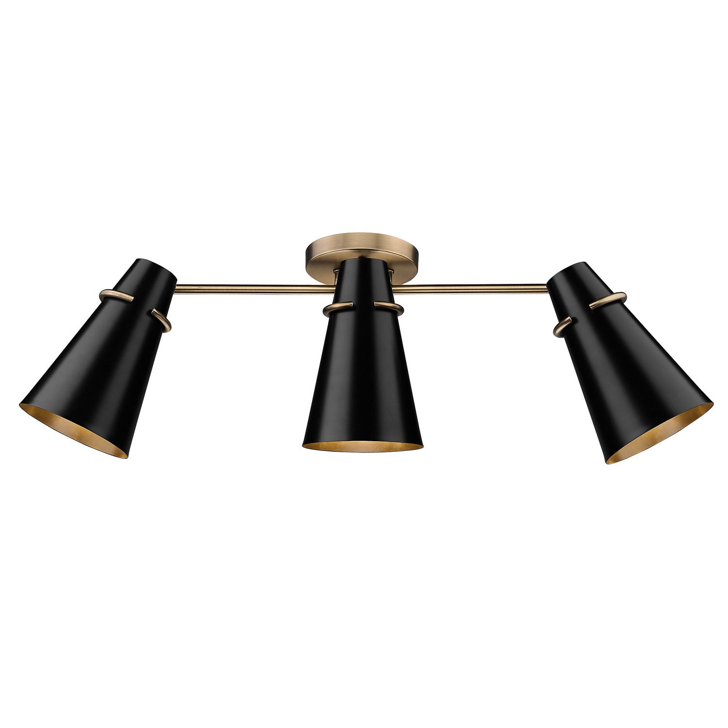 Golden - 2122-3SF MBS-BLK - Three Light Semi-Flush Mount - Reeva - Modern Brass