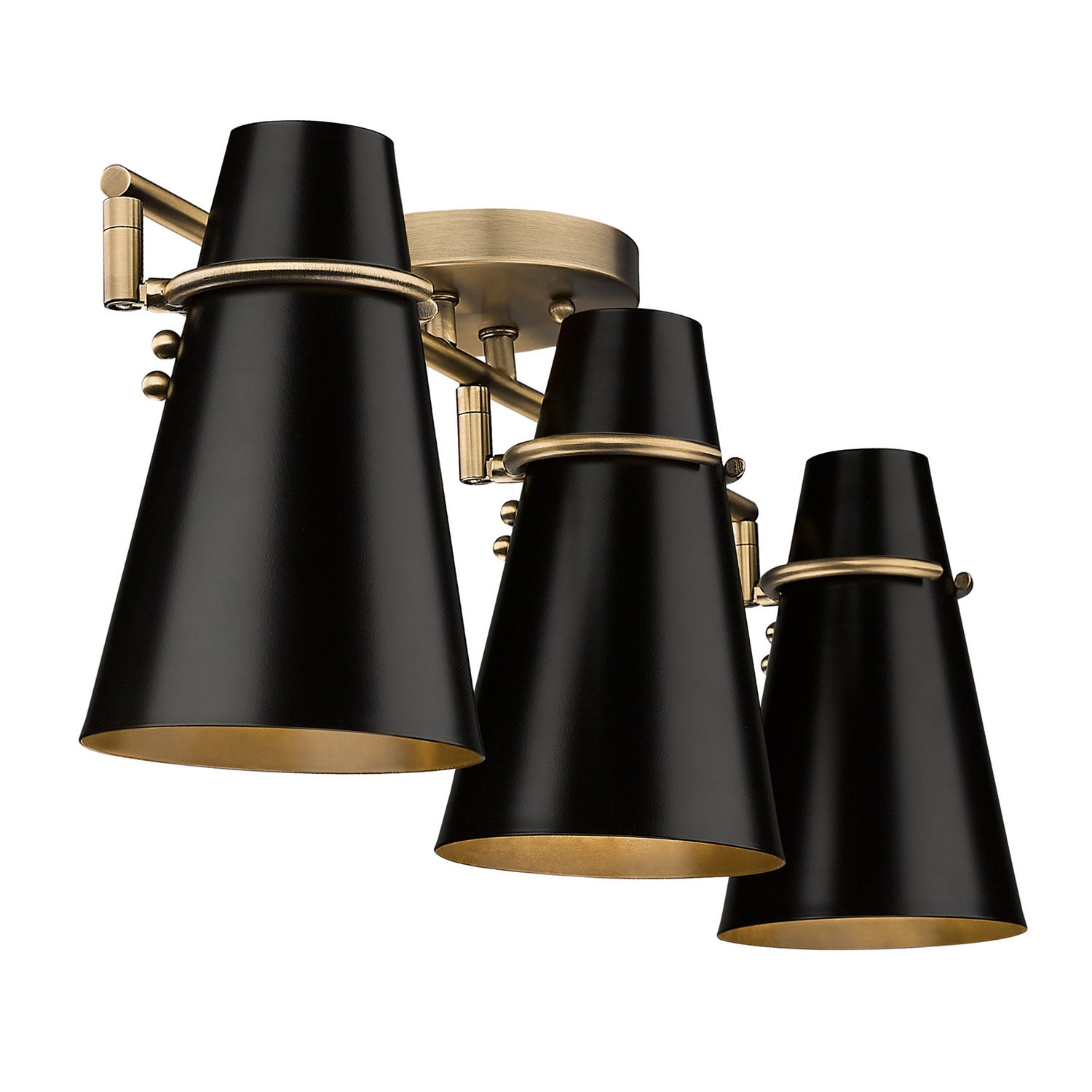 Golden - 2122-3SF MBS-BLK - Three Light Semi-Flush Mount - Reeva - Modern Brass