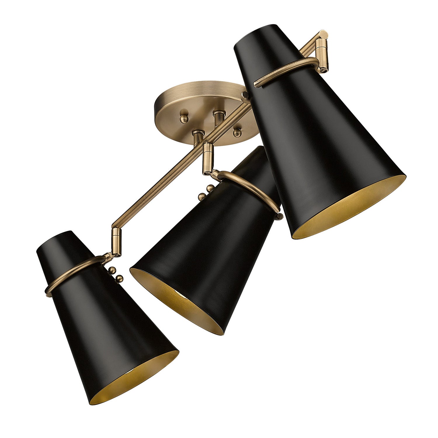 Golden - 2122-3SF MBS-BLK - Three Light Semi-Flush Mount - Reeva - Modern Brass