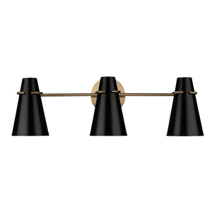 Golden - 2122-BA3 MBS-BLK - Three Light Bath Vanity - Reeva - Modern Brass