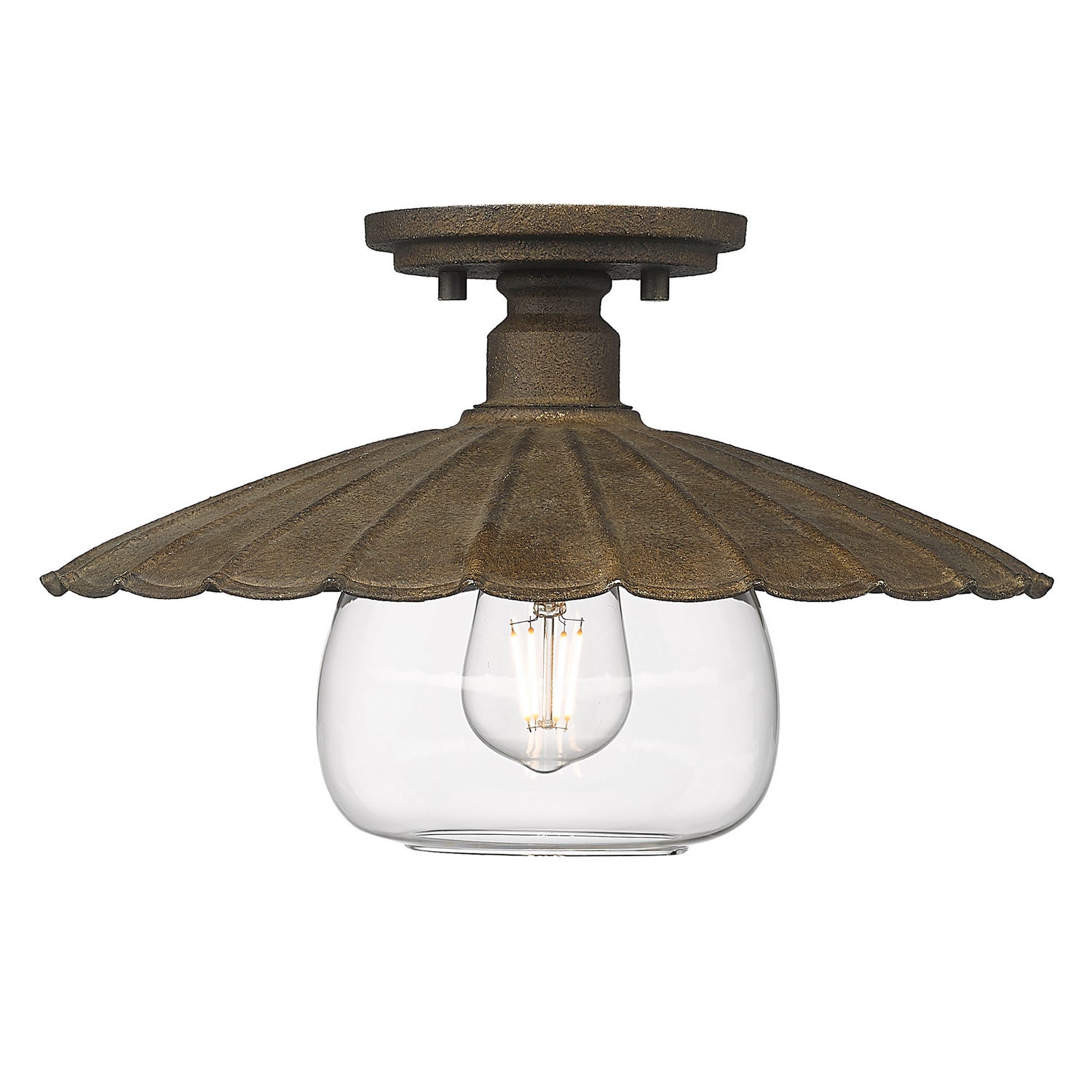 Golden - 3124-FM DR-CLR - One Light Flush Mount - Clemence - Dark Rust