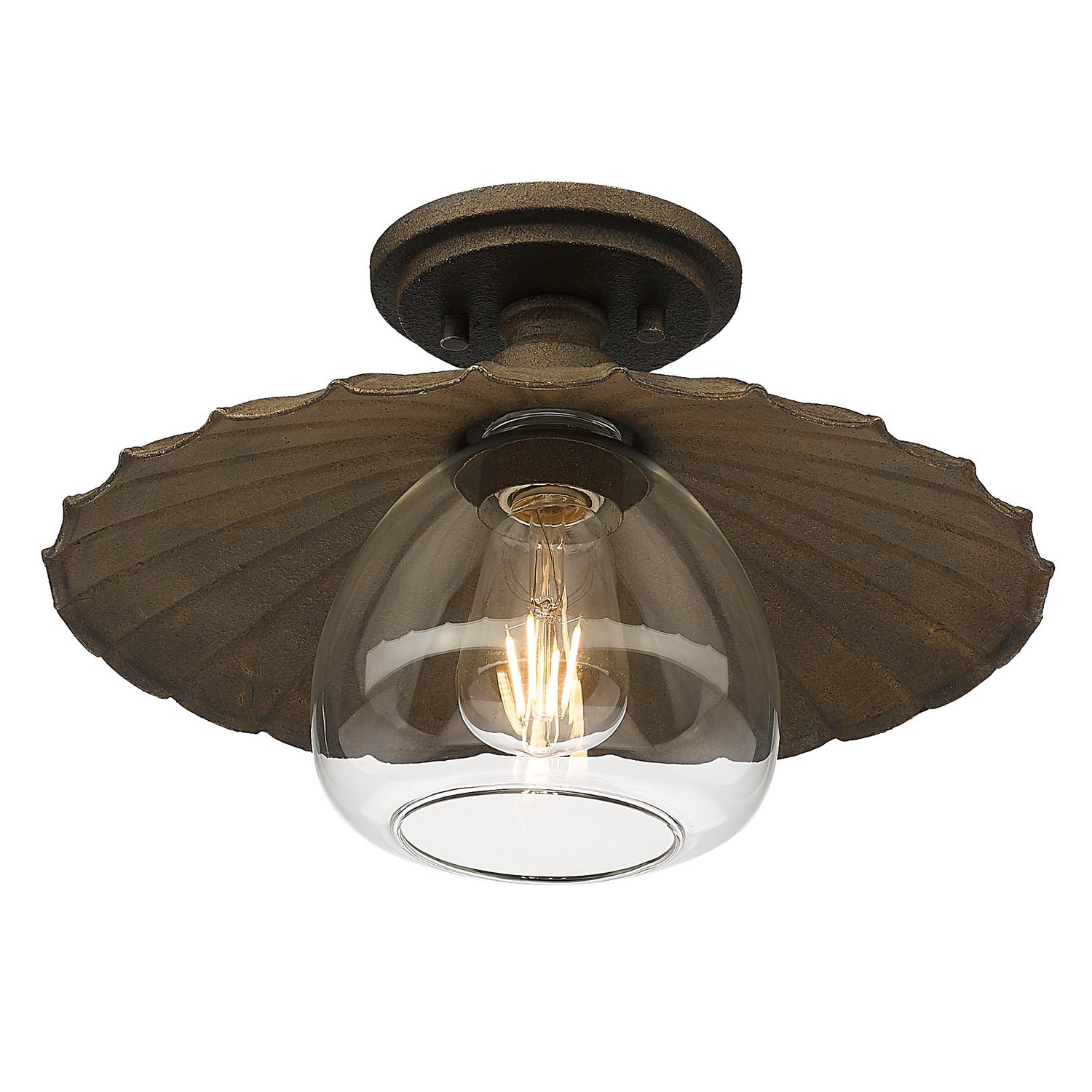 Golden - 3124-FM DR-CLR - One Light Flush Mount - Clemence - Dark Rust