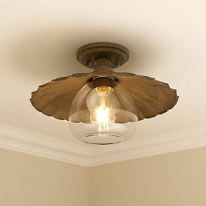 Golden - 3124-FM DR-CLR - One Light Flush Mount - Clemence - Dark Rust