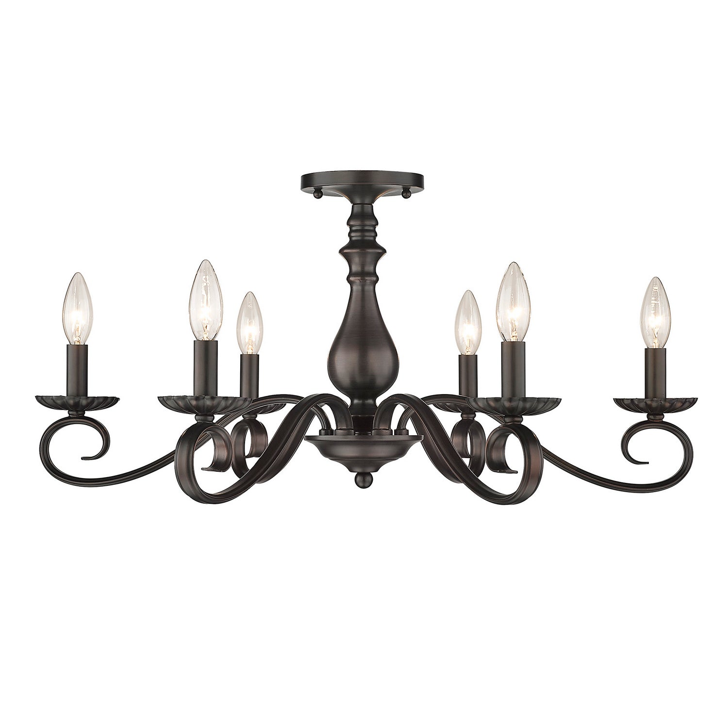 Golden - 3712-6SF RBZ - Six Light Semi-Flush Mount - Larrick - Rubbed Bronze