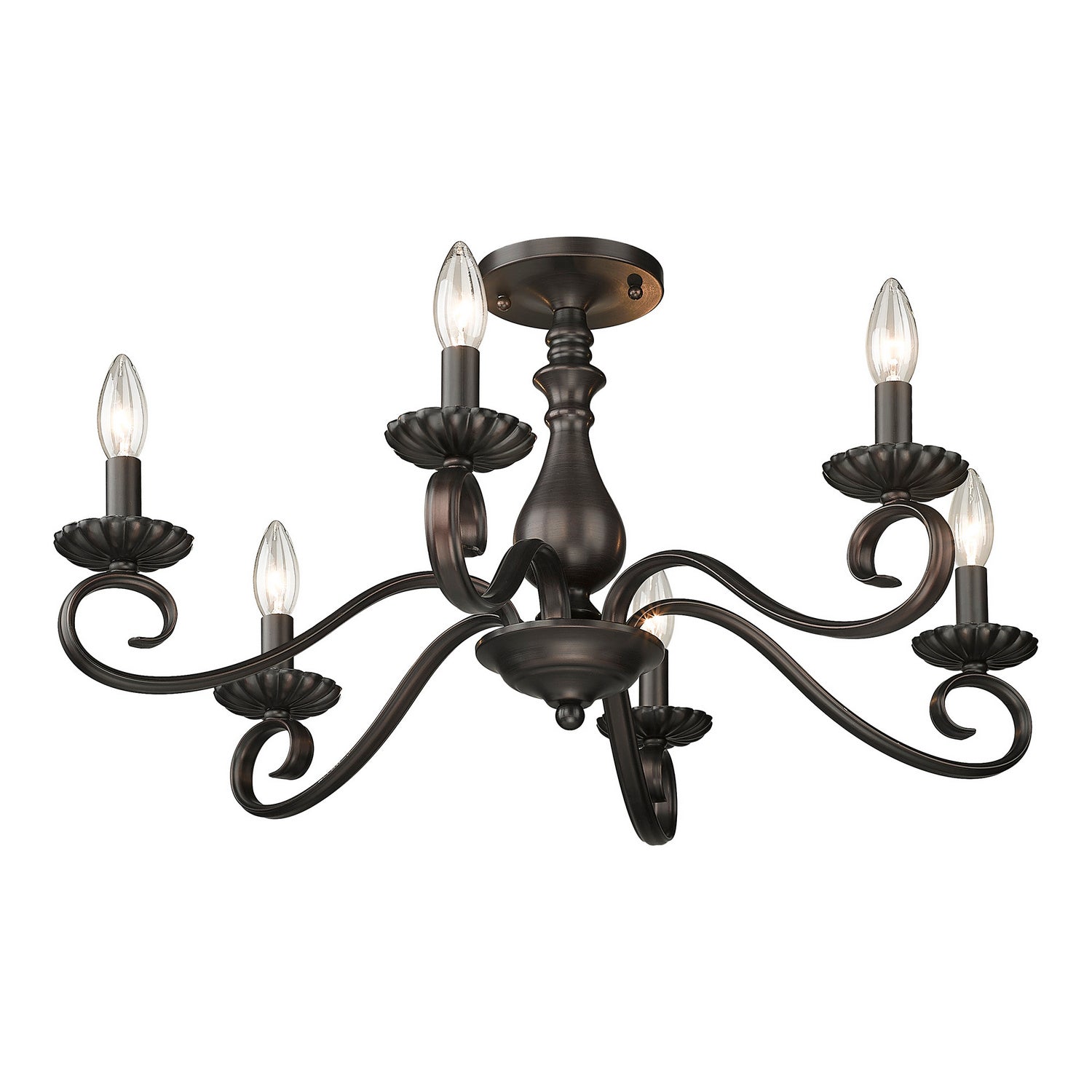 Golden - 3712-6SF RBZ - Six Light Semi-Flush Mount - Larrick - Rubbed Bronze