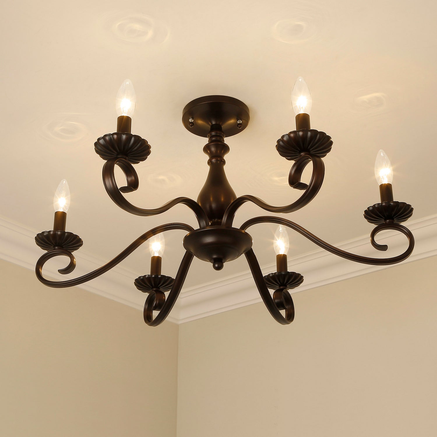 Golden - 3712-6SF RBZ - Six Light Semi-Flush Mount - Larrick - Rubbed Bronze