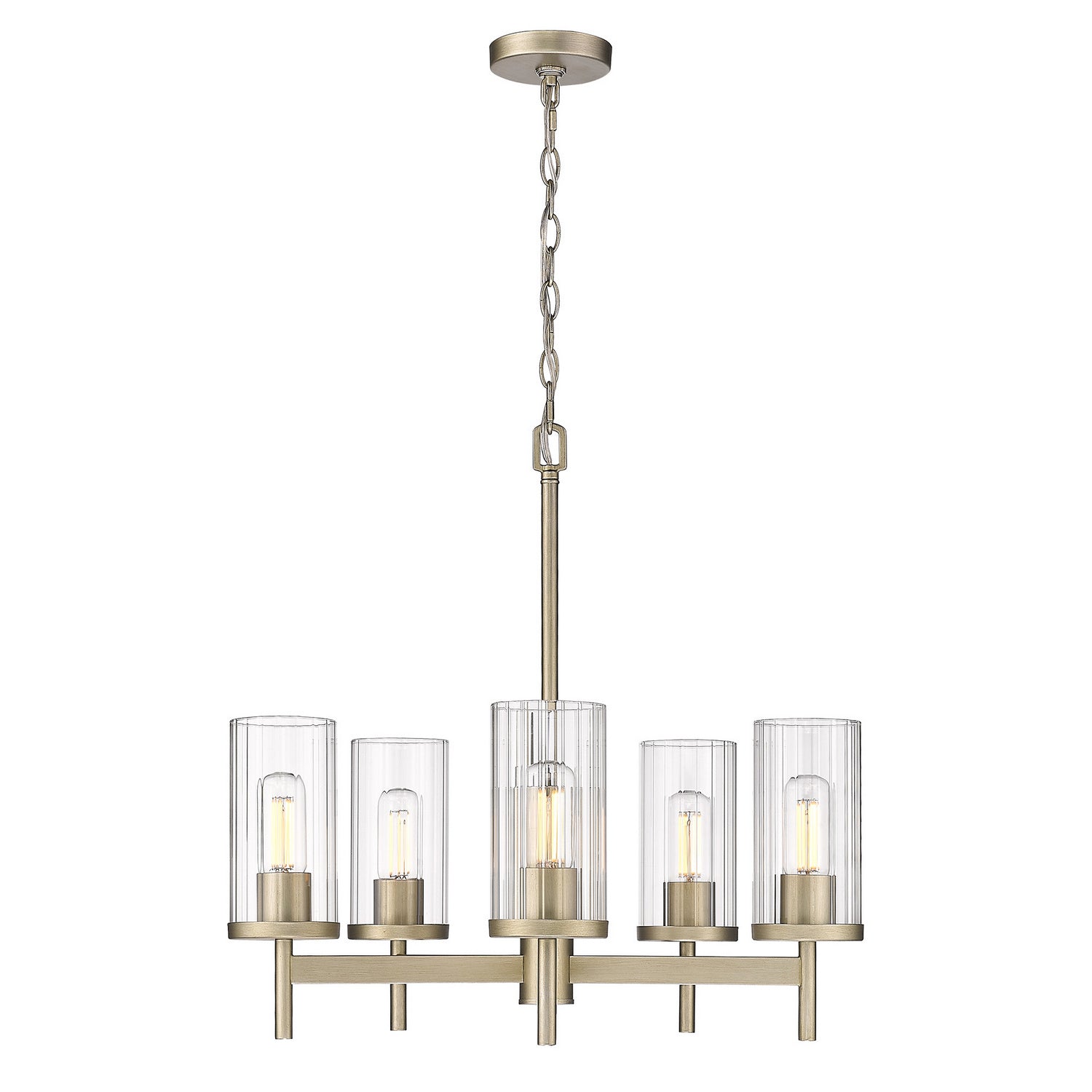 Golden - 7011-5 WG-CLR - Five Light Chandelier - Winslett WG - White Gold