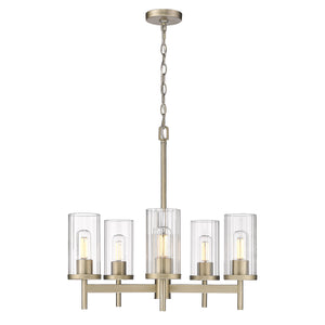 Golden - 7011-5 WG-CLR - Five Light Chandelier - Winslett WG - White Gold