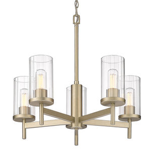 Golden - 7011-5 WG-CLR - Five Light Chandelier - Winslett WG - White Gold