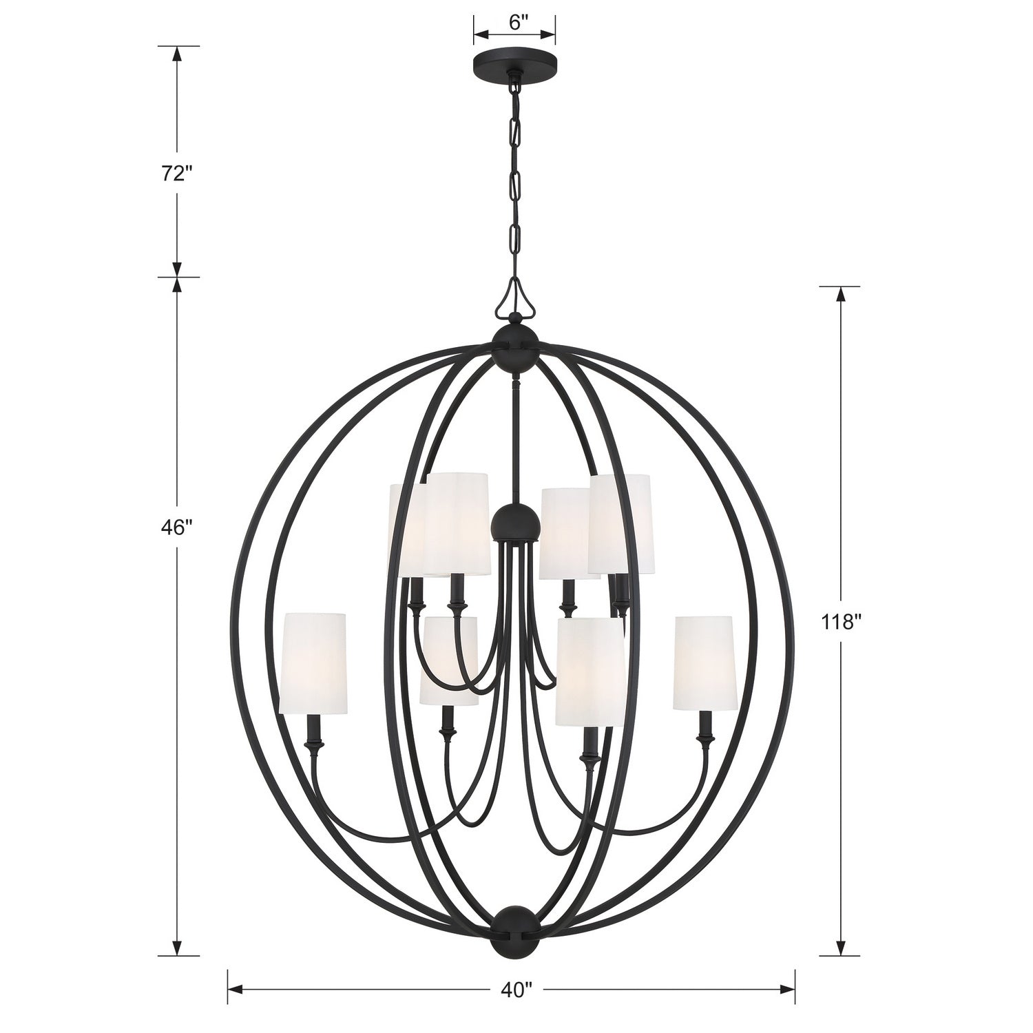 Crystorama - 2246-BF - Eight Light Chandelier - Sylvan - Black Forged