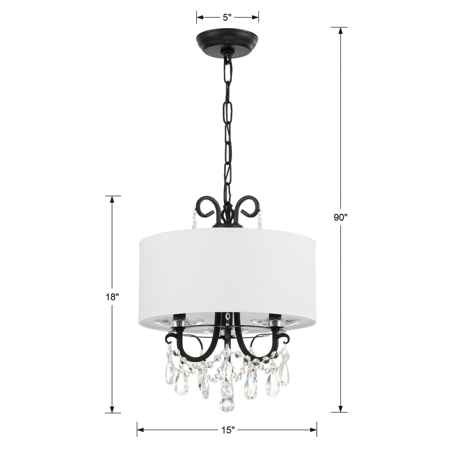 Crystorama - 6623-MK-CL-MWP - Three Light Mini Chandelier - Othello - Matte Black