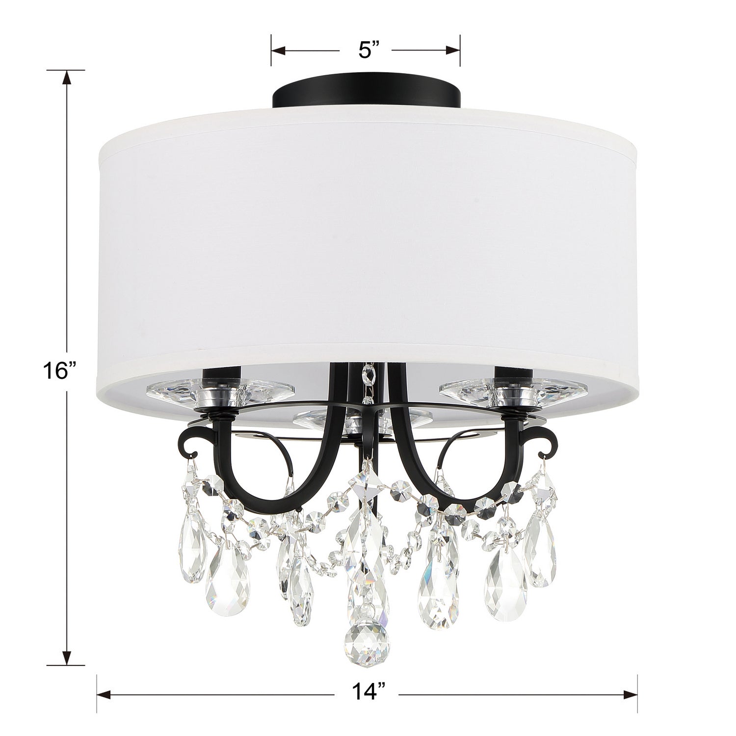 Crystorama - 6623-MK-CL-MWP_CEILING - Three Light Semi Flush Mount - Othello - Matte Black