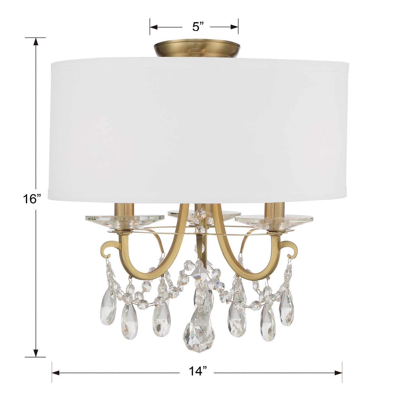 Crystorama - 6623-VG-CL-MWP_CEILING - Three Light Semi Flush Mount - Othello - Vibrant Gold