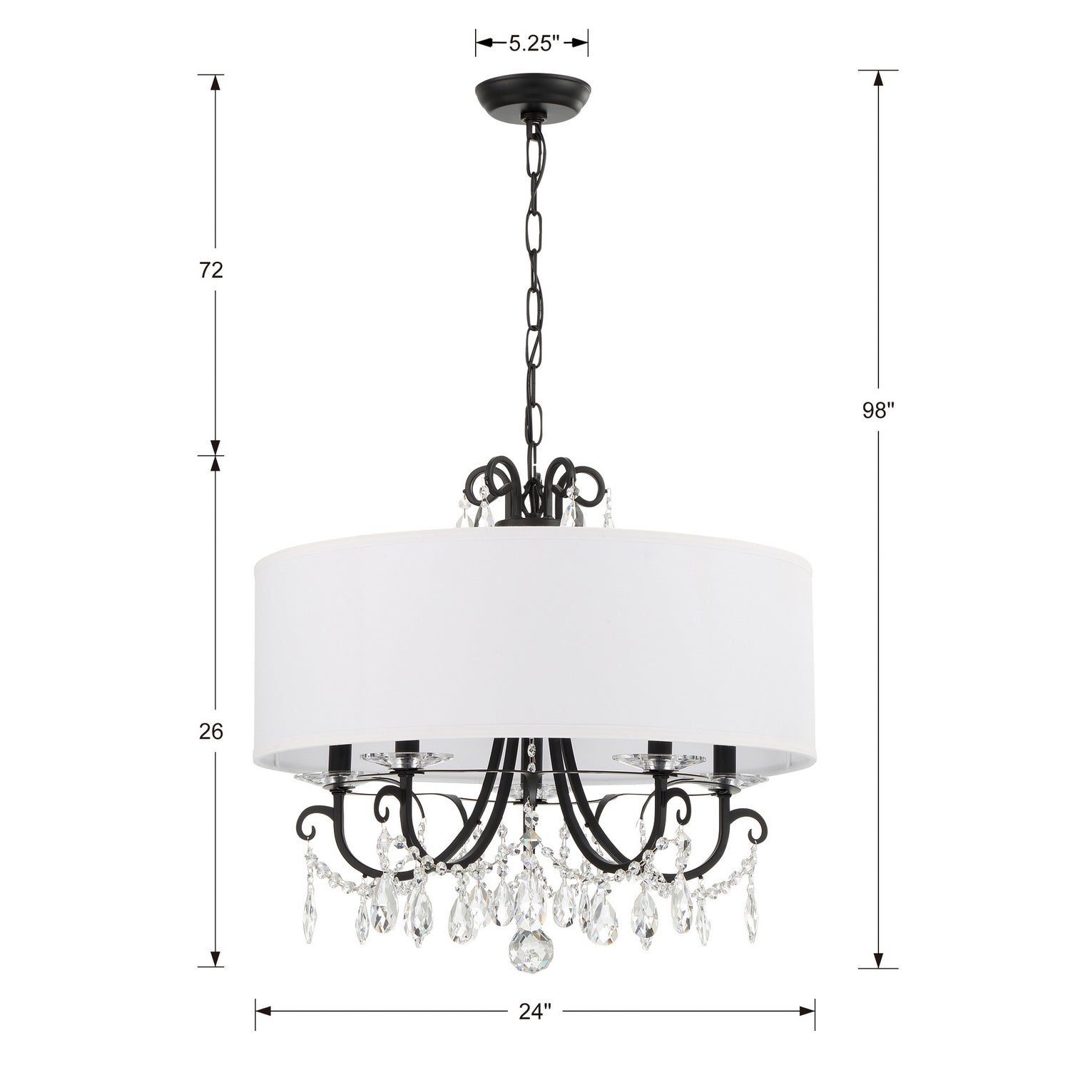 Crystorama - 6625-MK-CL-MWP - Five Light Chandelier - Othello - Matte Black