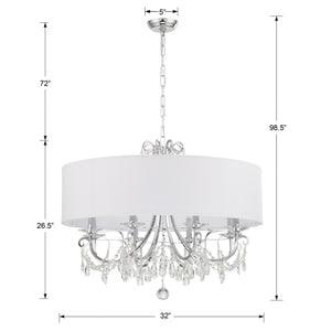 Crystorama - 6628-CH-CL-MWP - Eight Light Chandelier - Othello - Polished Chrome