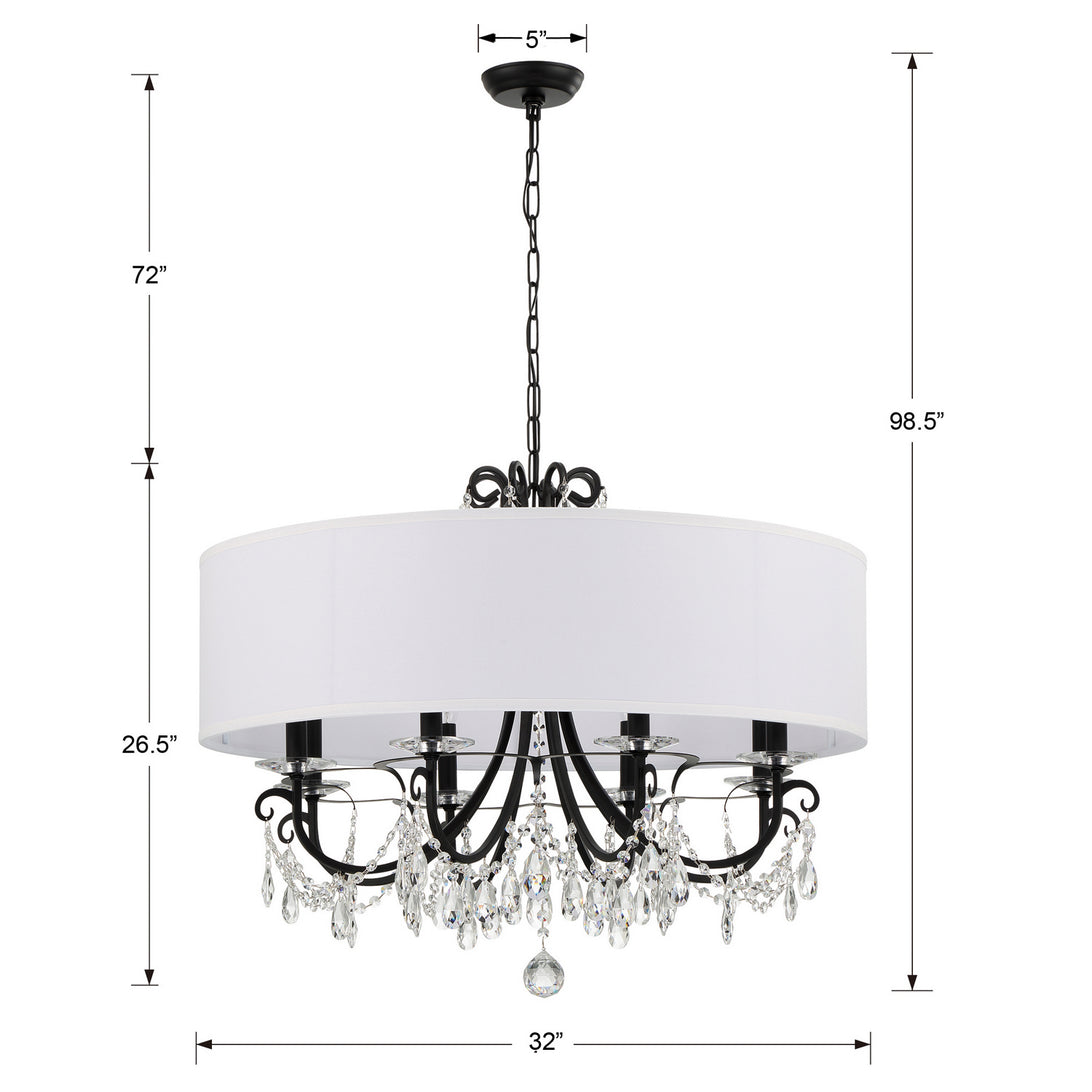 Crystorama - 6628-MK-CL-MWP - Eight Light Chandelier - Othello - Matte Black