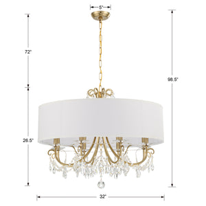 Crystorama - 6628-VG-CL-MWP - Eight Light Chandelier - Othello - Vibrant Gold