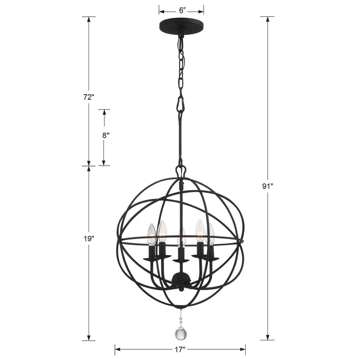 Crystorama - 9224-BK - Five Light Mini Chandelier - Solaris - Black