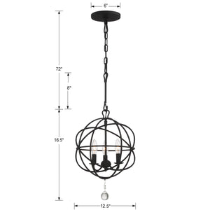 Crystorama - 9225-BK - Three Light Mini Chandelier - Solaris - Black