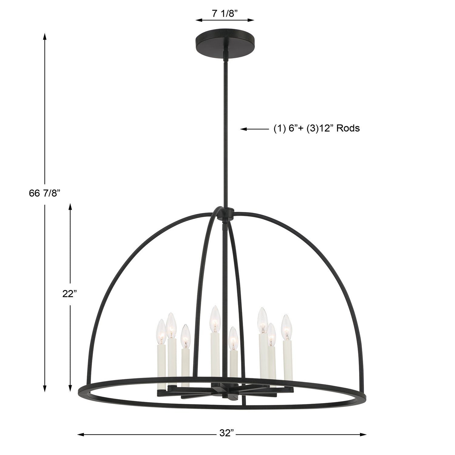 Crystorama - ABB-3008-BK - Eight Light Chandelier - Abbott - Black