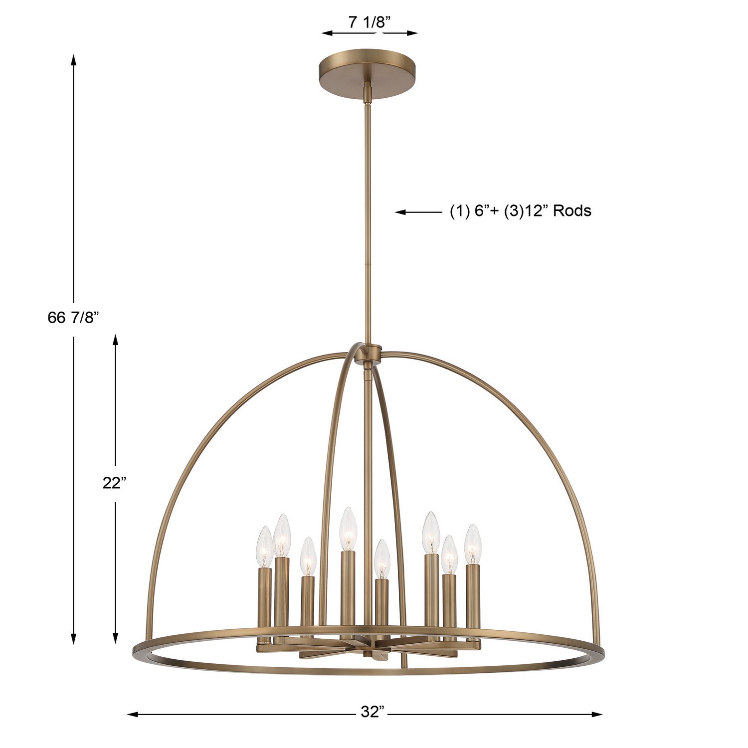 Crystorama - ABB-3008-VG - Eight Light Chandelier - Abbott - Vibrant Gold