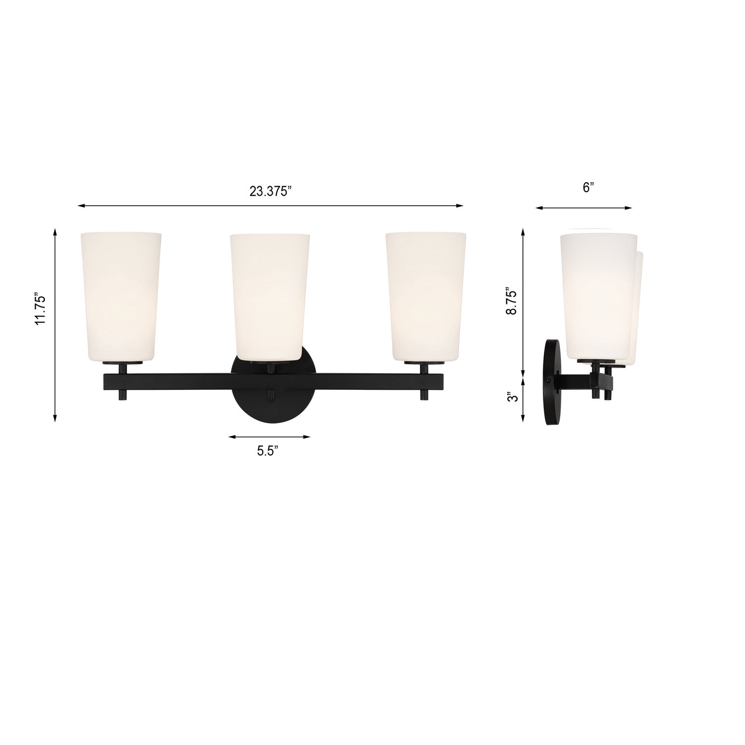 Crystorama - COL-103-BK - Three Light Wall Sconce - Colton - Black